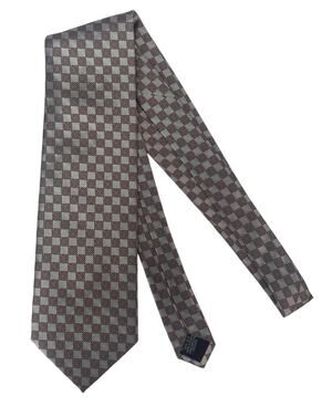 SOUVENIR MENS TIE Maroon Gray Squares NWT 100% Silk 55”x4”